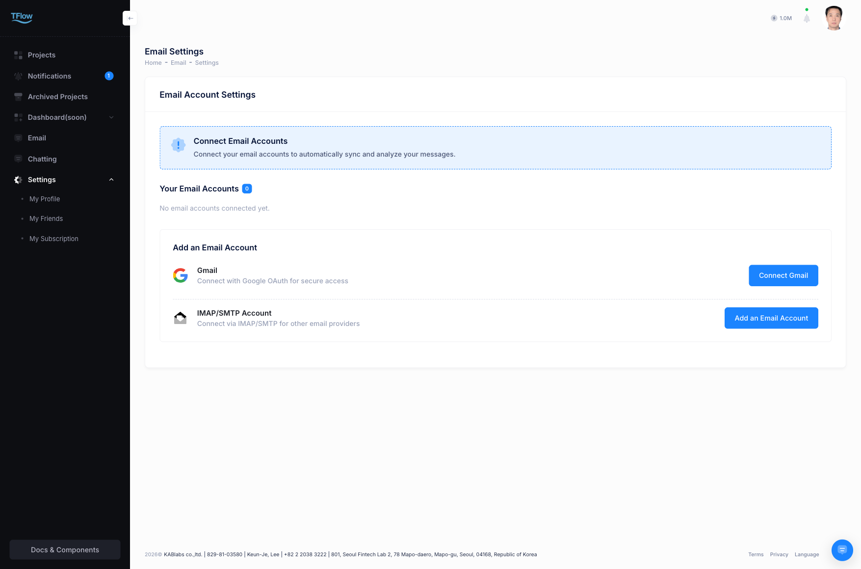 Google account connection screen